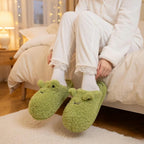 Plush Frog Slippers | Cozy Fluffy Animal House Shoes, Winter Warmth | SoftSlipsy