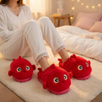 Red Koi Fish Plush Slippers | Cozy Cartoon Animal Indoor Shoes | SoftSlipsy