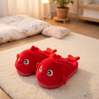 Red Koi Fish Plush Slippers | Cozy Cartoon Animal Indoor Shoes | SoftSlipsy