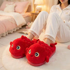 Red Koi Fish Plush Slippers | Cozy Cartoon Animal Indoor Shoes | SoftSlipsy