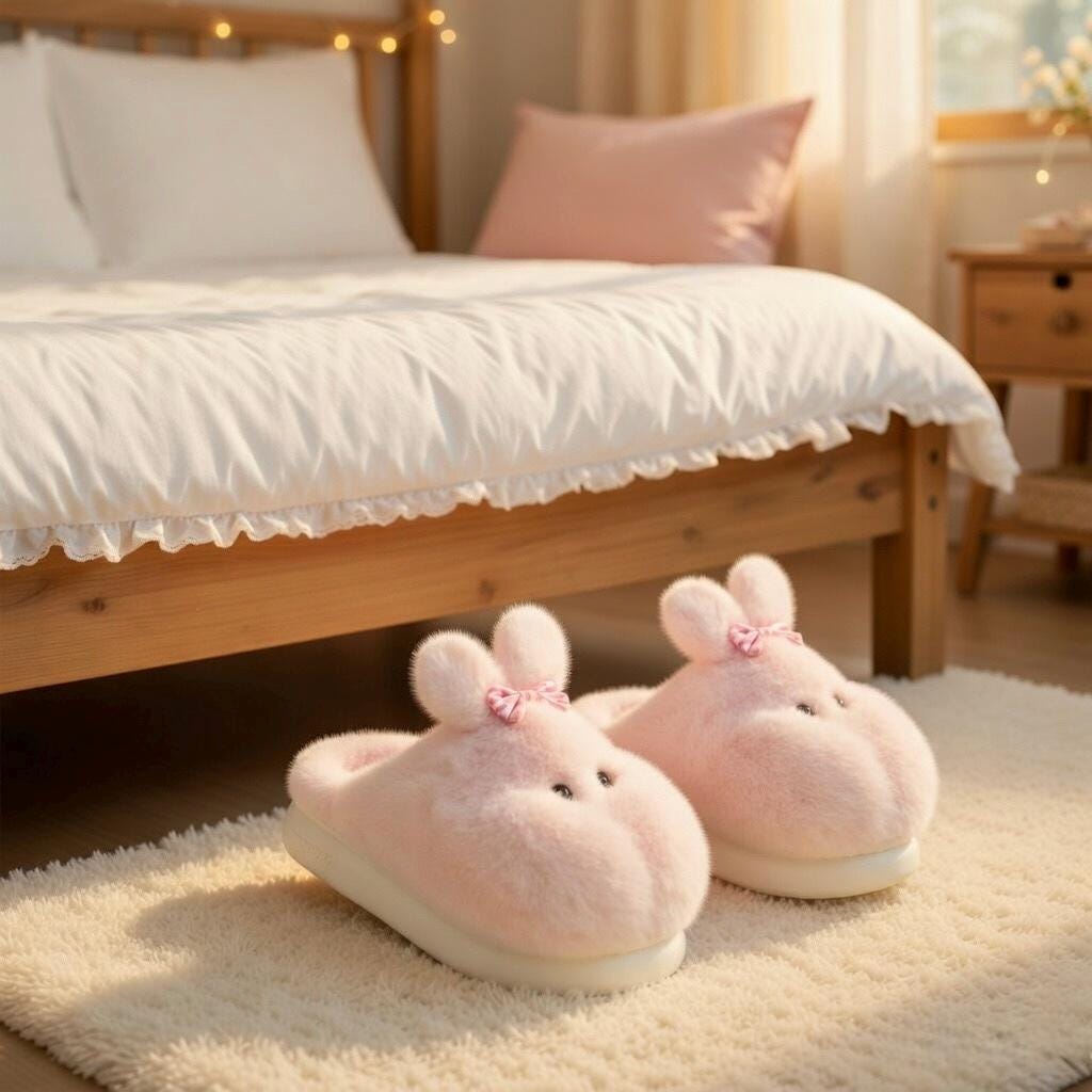 Plush Bunny Slippers | Soft Fluffy Indoor Shoes | Cozy Animal Winter Home Slippers | SoftSlipsy