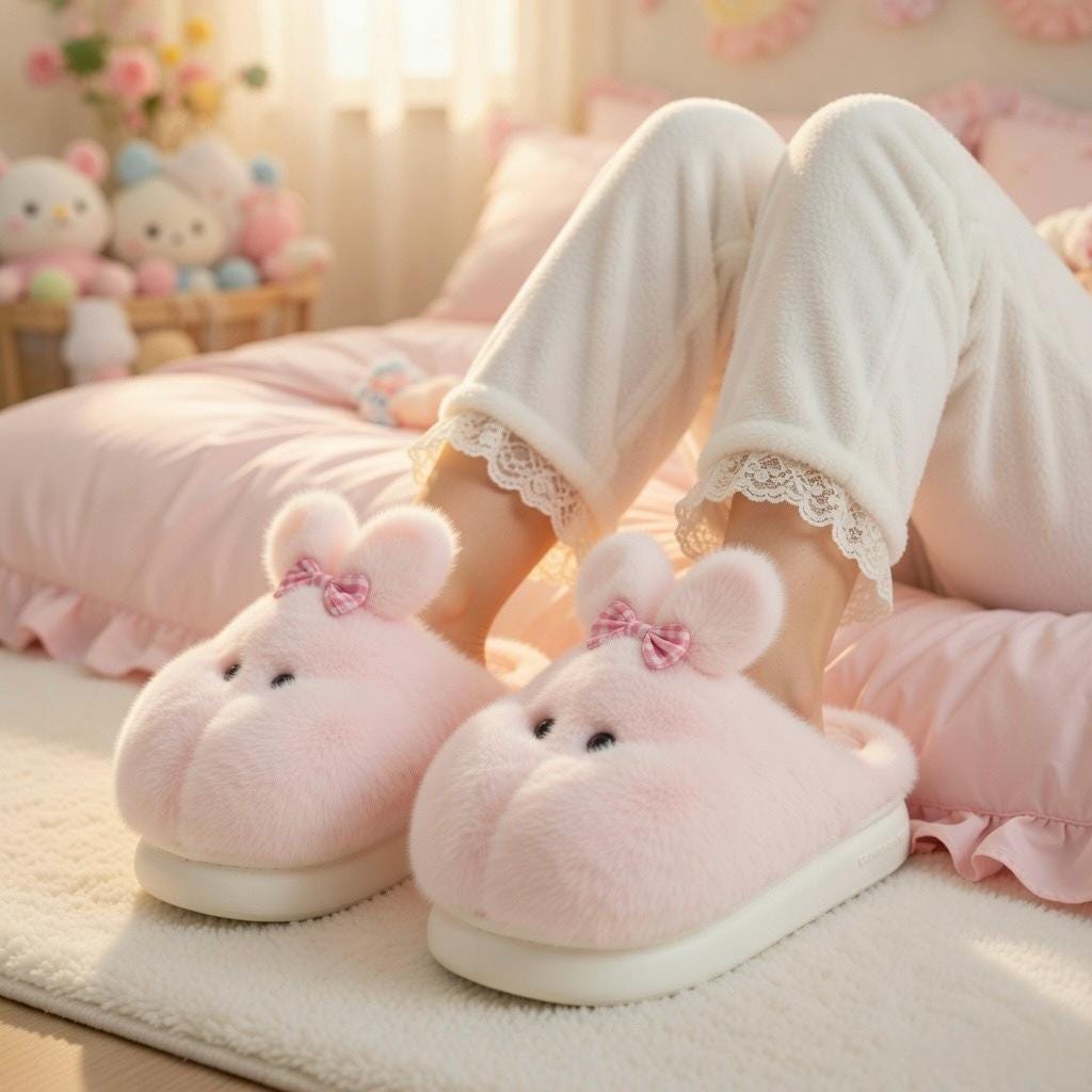 Plush Bunny Slippers | Soft Fluffy Indoor Shoes | Cozy Animal Winter Home Slippers | SoftSlipsy