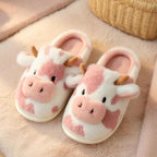 Fluffy Cow Plush Slippers | Cozy Fuzzy Indoor Shoes for Women | SoftSlipsy