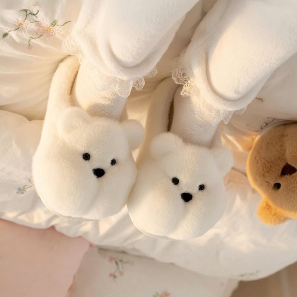 Plush Bear Slippers | Cozy Cartoon Animal House Shoes, Winter Warmth| SoftSlipsy