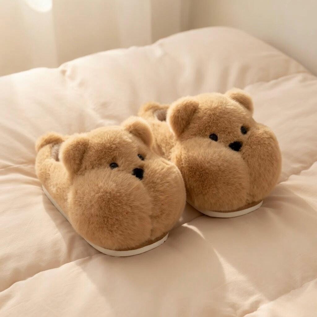 Plush Bear House Slippers | Cozy Cartoon Animal Indoor Shoes | SoftSlipsy