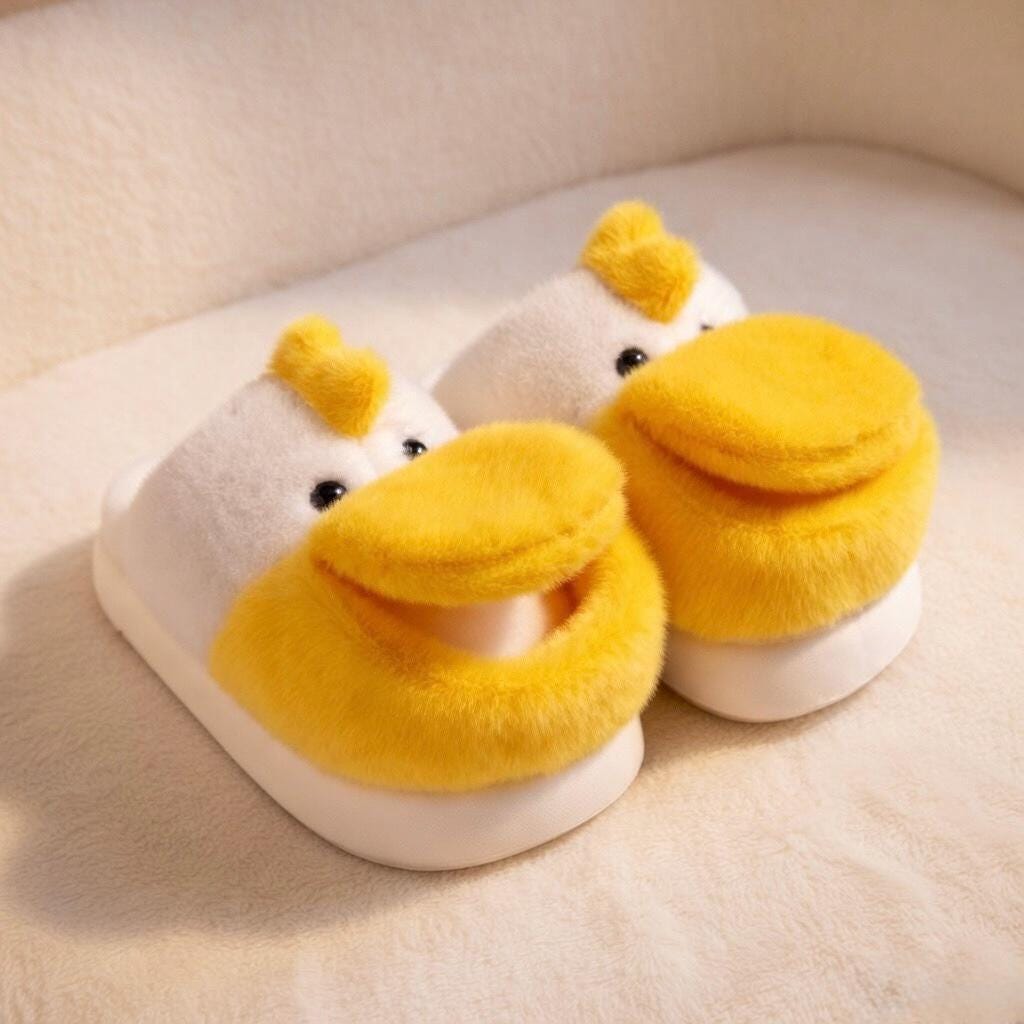 Plush Duck Slippers | Cozy Cartoon Animal House Shoes, Winter Warmth | SoftSlipsy