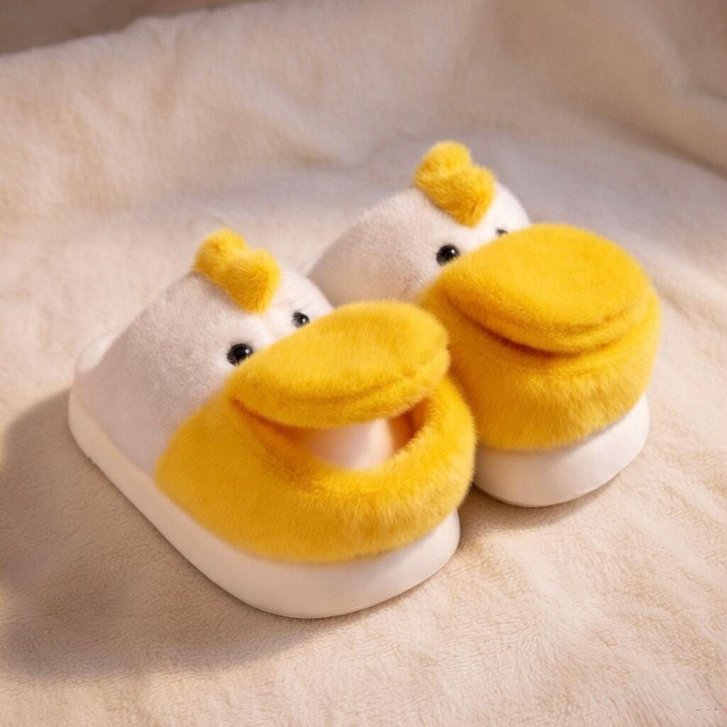 Plush Duck Slippers | Cozy Cartoon Animal House Shoes, Winter Warmth | SoftSlipsy