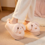 Plush Puppy Platform Slippers | Cozy Winter Animal House Shoes | SoftSlipsy
