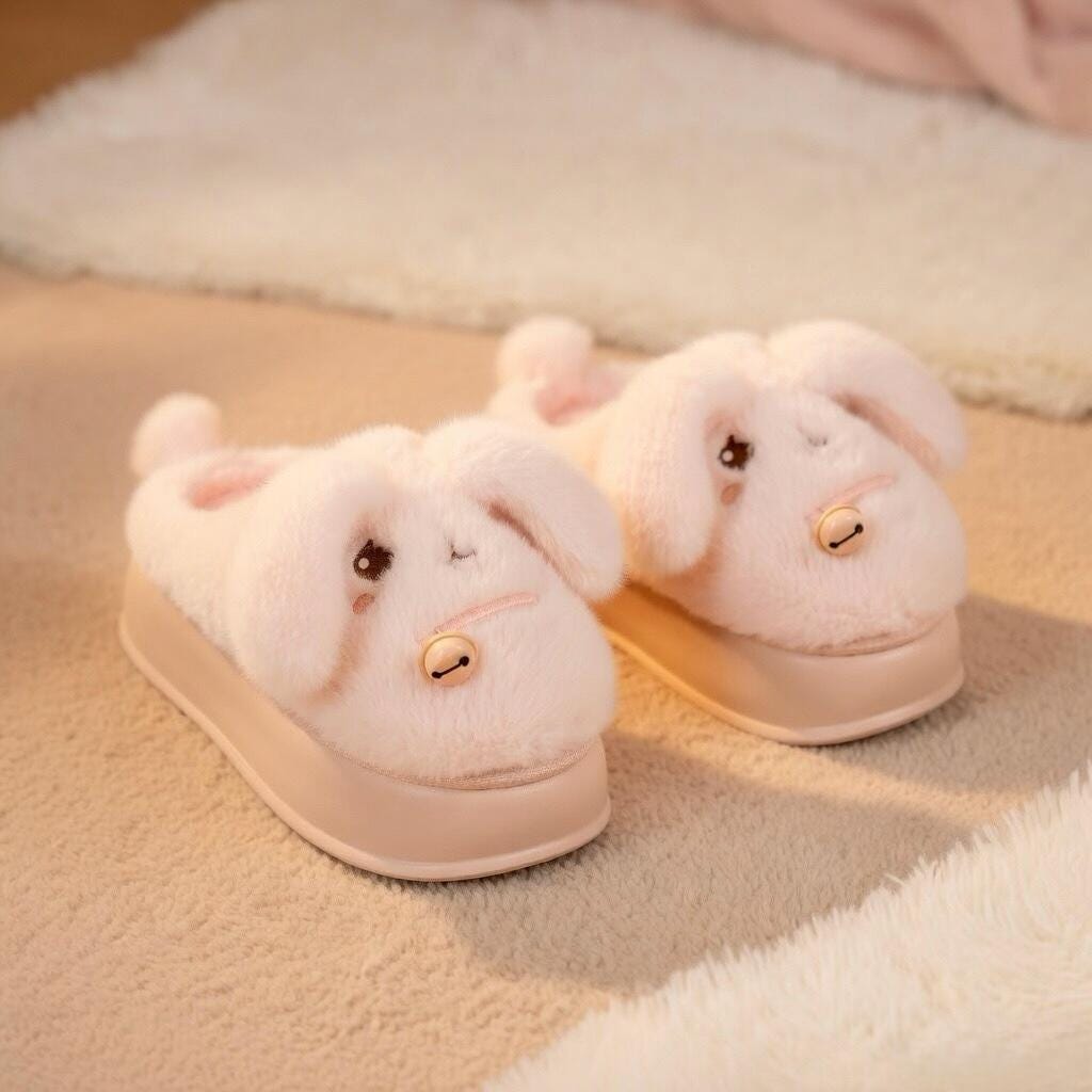 Plush Puppy Platform Slippers | Cozy Winter Animal House Shoes | SoftSlipsy