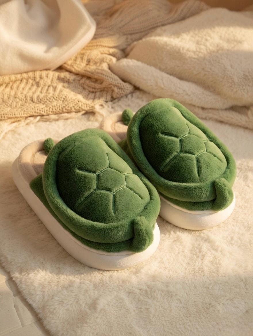 Plush Turtle Slippers | Cozy Cartoon Animal House Shoes, Winter Warmth | SoftSlipsy