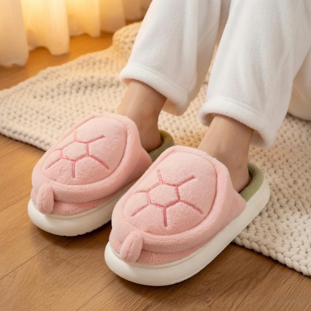 Plush Turtle Slippers | Cozy Cartoon Animal House Shoes, Winter Warmth | SoftSlipsy