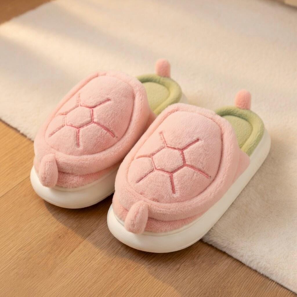 Plush Turtle Slippers | Cozy Cartoon Animal House Shoes, Winter Warmth | SoftSlipsy