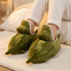 Plush Crocodile Slippers | Cozy Cartoon Animal House Shoes | SoftSlipsy
