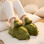 Plush Crocodile Slippers | Cozy Cartoon Animal House Shoes | SoftSlipsy