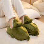 Plush Crocodile Slippers | Cozy Cartoon Animal House Shoes | SoftSlipsy