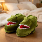 Plush Crocodile Slippers | Cozy Cartoon Animal House Shoes | SoftSlipsy