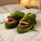 Plush Crocodile Slippers | Cozy Cartoon Animal House Shoes | SoftSlipsy