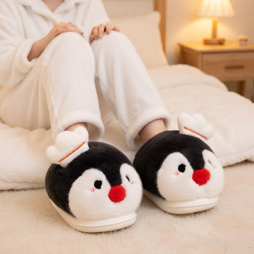 Plush Penguin Slippers | Cartoon Animal House Shoes, Winter Warmth | SoftSlipsy