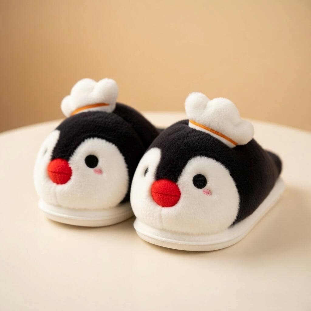 Plush Penguin Slippers | Cartoon Animal House Shoes, Winter Warmth | SoftSlipsy
