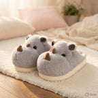 Rhino Slippers Plush Animal Slippers Women | Cute Rhinoceros House Slippers | Cartoon Indoor Slippers | Cozy Home Shoes Gift | SoftSlipsy