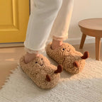 Plush Peanut Slippers | Funny Cartoon Cozy House Shoes, Winter Warmth | SoftSlipsy