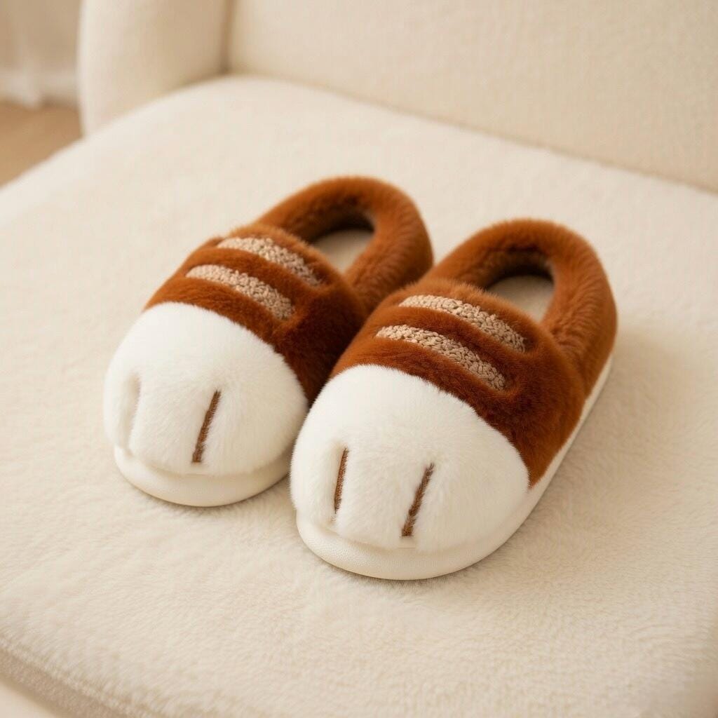 Plush Cat Paw Slippers: Cozy Winter House Shoes for Women | SoftSlipsy