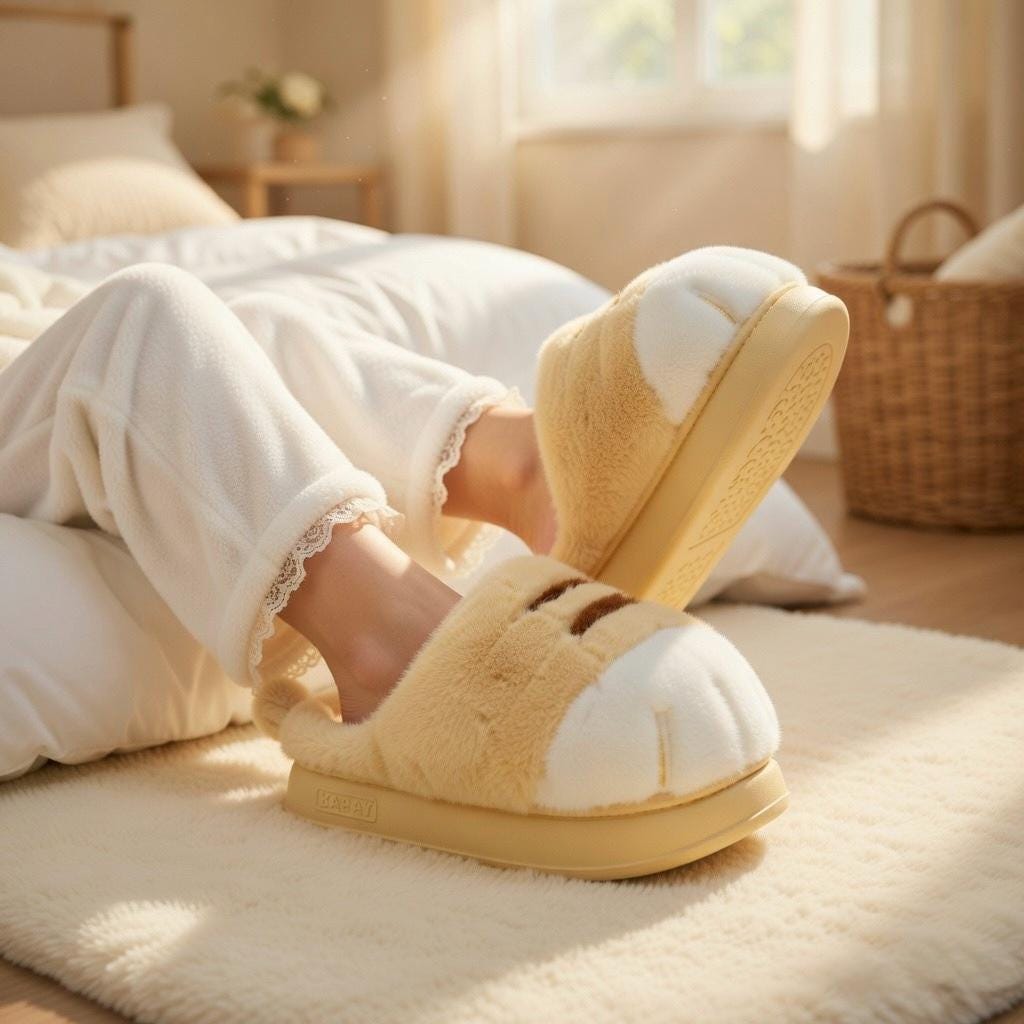 Plush Cat Paw Slippers: Cozy Winter House Shoes for Women | SoftSlipsy