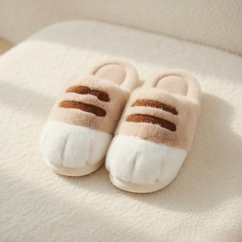 Plush Cat Paw Slippers: Cozy Winter House Shoes for Women | SoftSlipsy