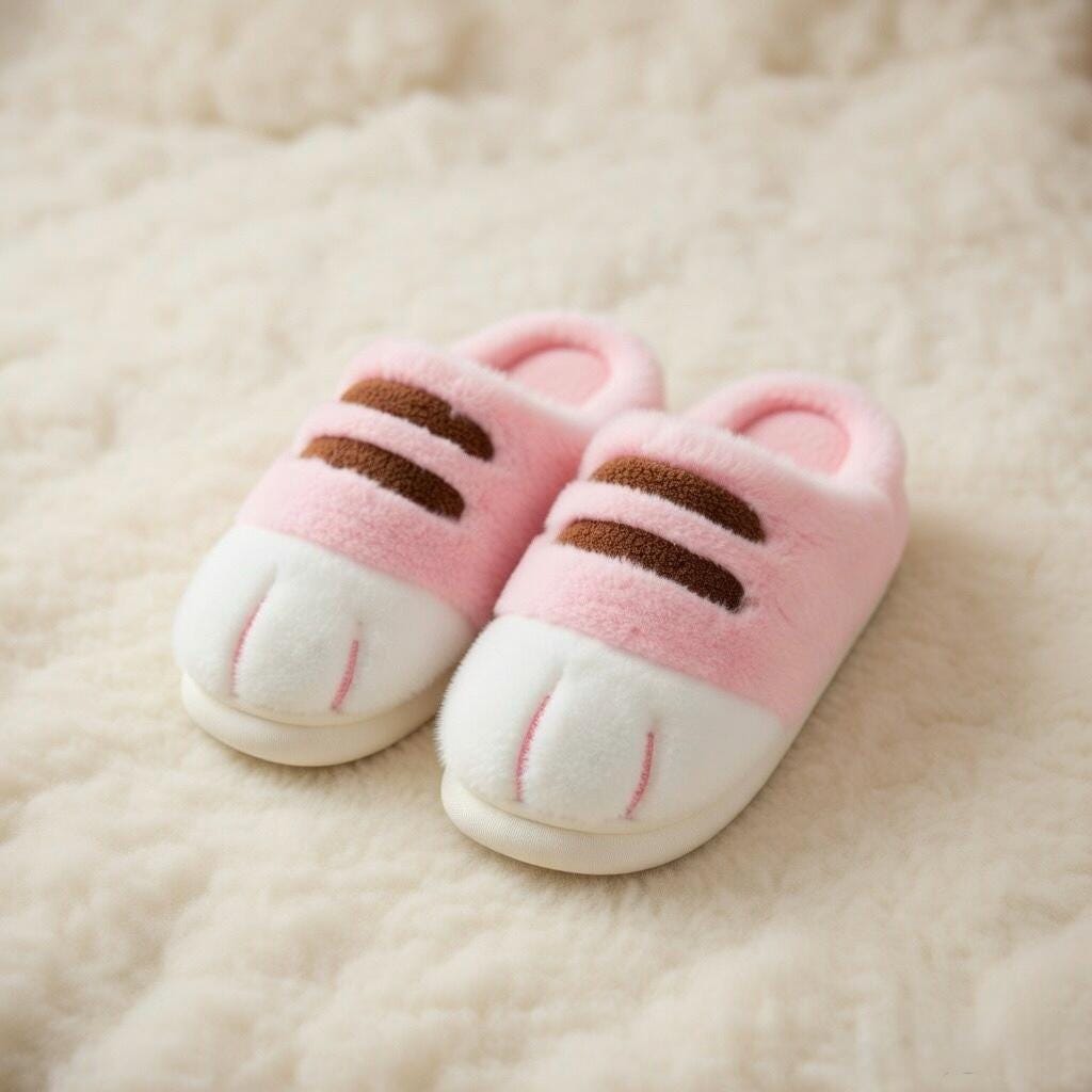 Plush Cat Paw Slippers: Cozy Winter House Shoes for Women | SoftSlipsy