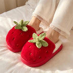 Women's Strawberry Plush Slippers | Cozy Indoor House Shoes, Autumn Winter Warmth | SoftSlipsy