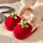 Women's Strawberry Plush Slippers | Cozy Indoor House Shoes, Autumn Winter Warmth | SoftSlipsy