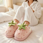 Women's Strawberry Plush Slippers | Cozy Indoor House Shoes, Autumn Winter Warmth | SoftSlipsy