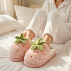 Women's Strawberry Plush Slippers | Cozy Indoor House Shoes, Autumn Winter Warmth | SoftSlipsy