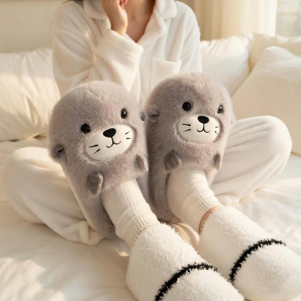 Seal Plush Slippers | Cozy Cartoon Animal Indoor Home Shoes | SoftSlipsy