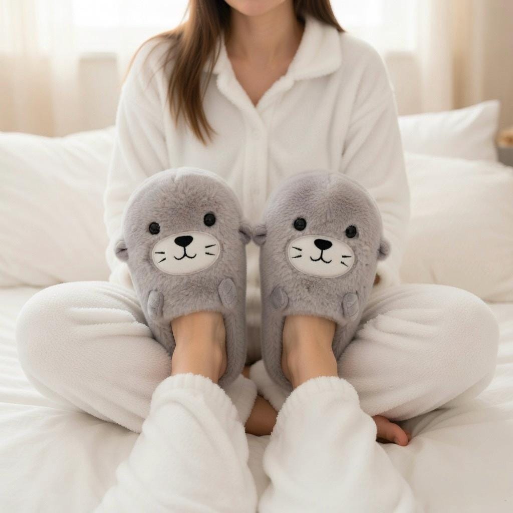 Seal Plush Slippers | Cozy Cartoon Animal Indoor Home Shoes | SoftSlipsy
