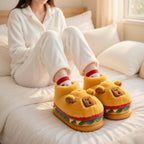 Capybara Burger Plush Slippers – Ultra Cozy Animal House Shoes | SoftSlipsy