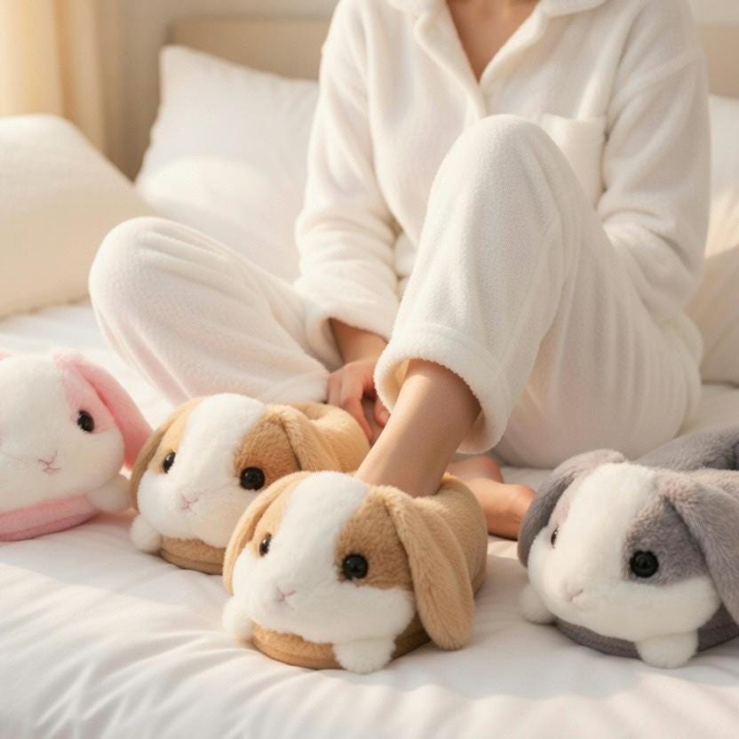 Plush Bunny Slippers | Soft Cozy Indoor Winter Shoes | SoftSlipsy