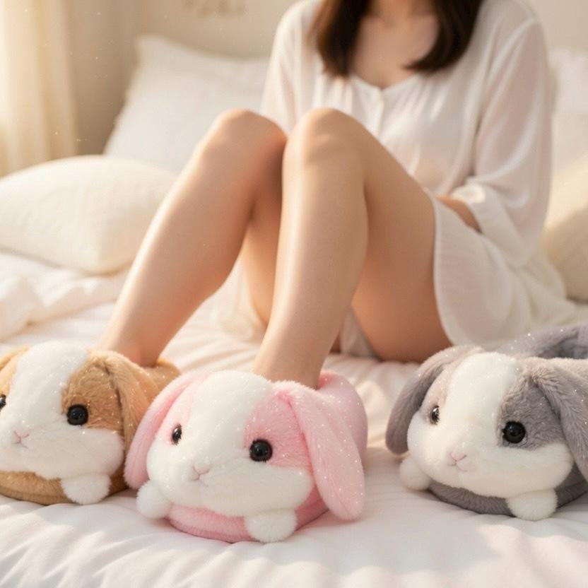 Plush Bunny Slippers | Soft Cozy Indoor Winter Shoes | SoftSlipsy