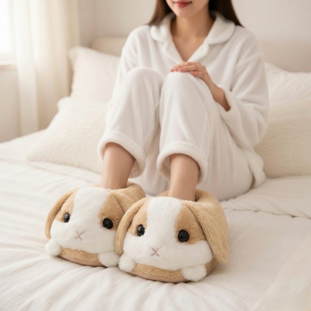 Plush Bunny Slippers | Soft Cozy Indoor Winter Shoes | SoftSlipsy