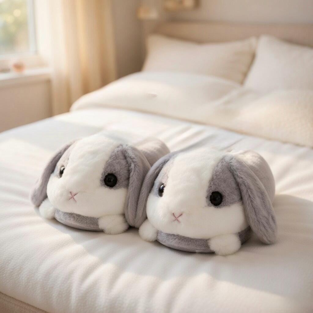 Plush Bunny Slippers | Soft Cozy Indoor Winter Shoes | SoftSlipsy