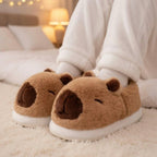 Kawaii Plush Capybara Slippers | Cozy Soft Winter Indoor Shoes | SoftSlipsy