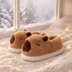Kawaii Plush Capybara Slippers | Cozy Soft Winter Indoor Shoes | SoftSlipsy