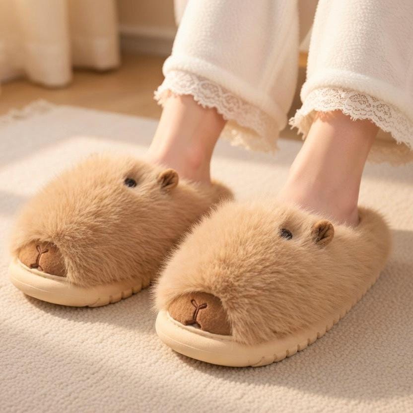 Viral Capybara Plush Slippers | Soft Cozy Winter Indoor Shoes | SoftSlipsy