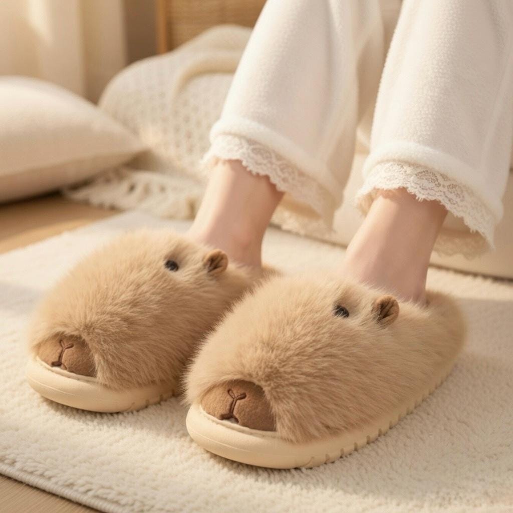 Viral Capybara Plush Slippers | Soft Cozy Winter Indoor Shoes | SoftSlipsy