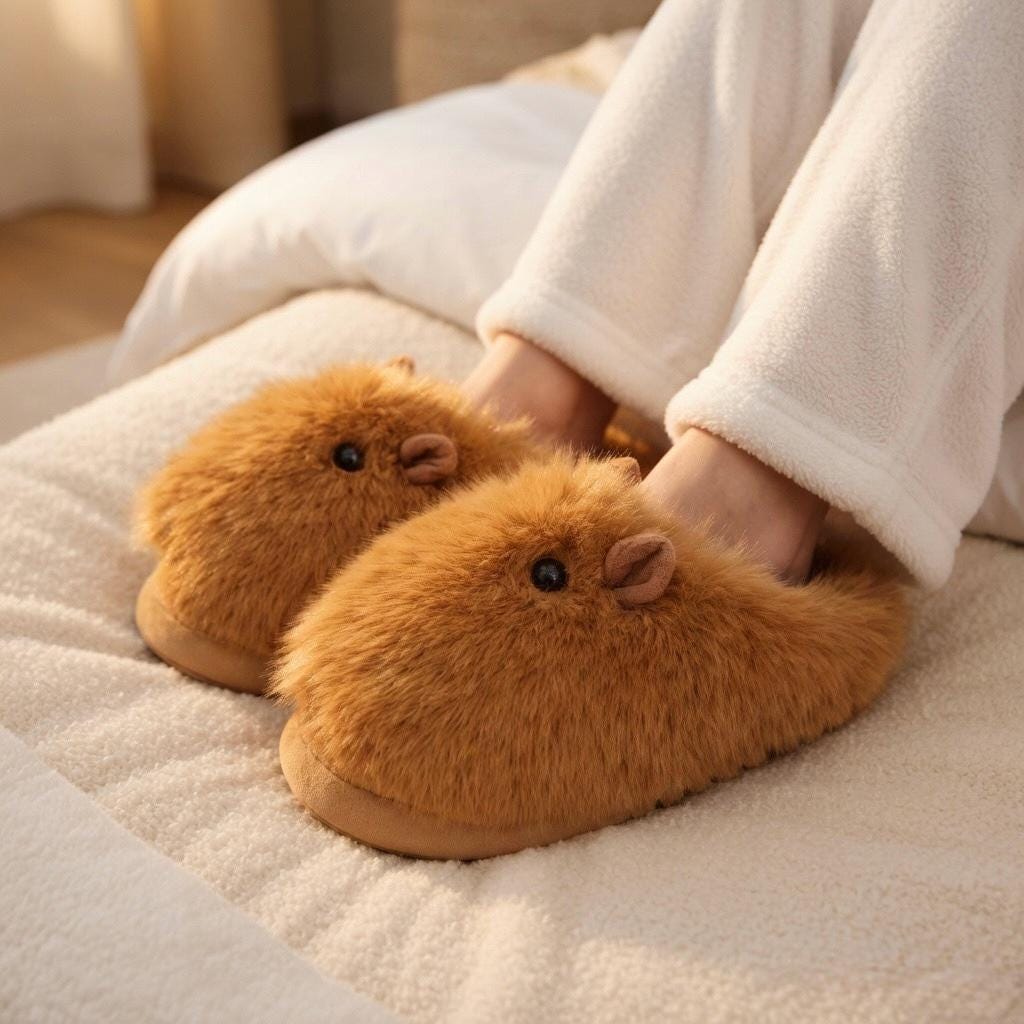 Viral Capybara Plush Slippers | Soft Cozy Winter Indoor Shoes | SoftSlipsy