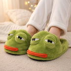 Funny Frog Slippers with Adjustable Eyes | Plush Animal House Shoes | SoftSlipsy