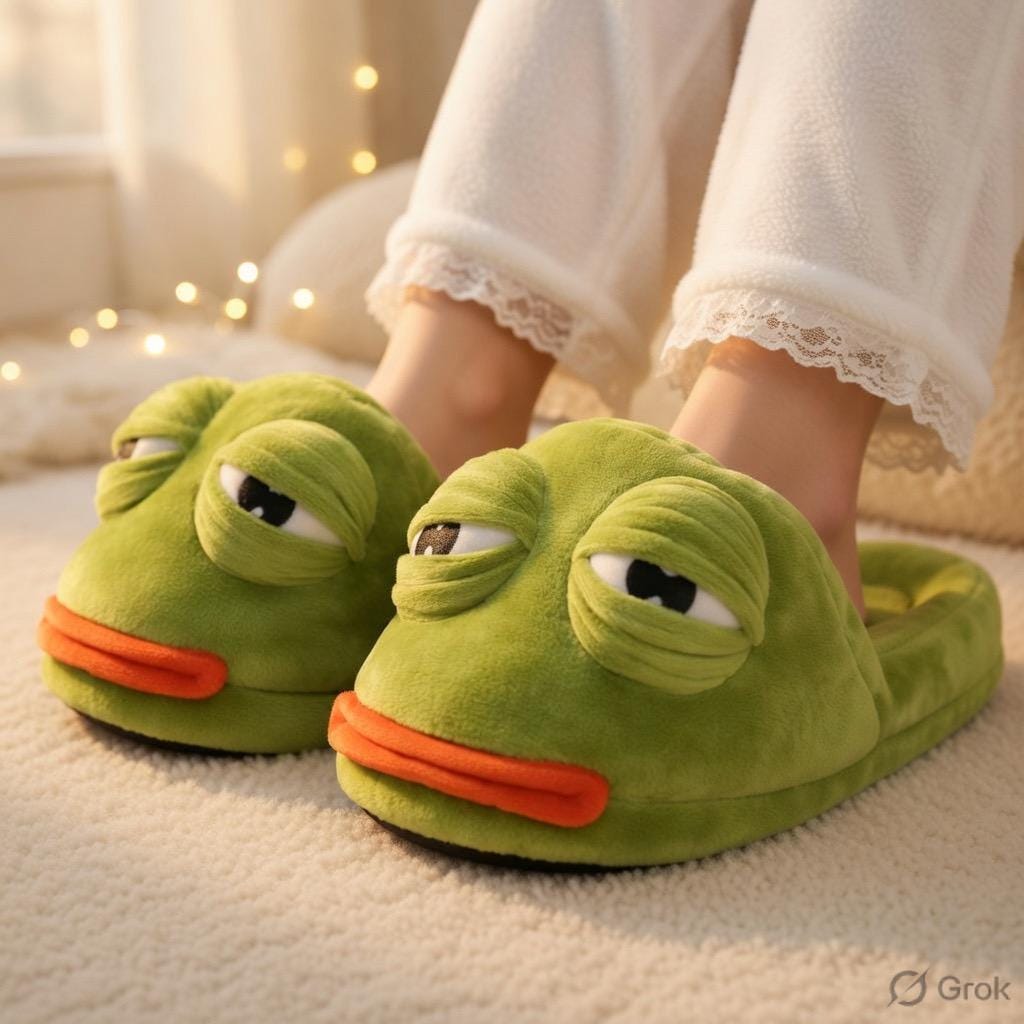 Funny Frog Slippers with Adjustable Eyes | Plush Animal House Shoes | SoftSlipsy