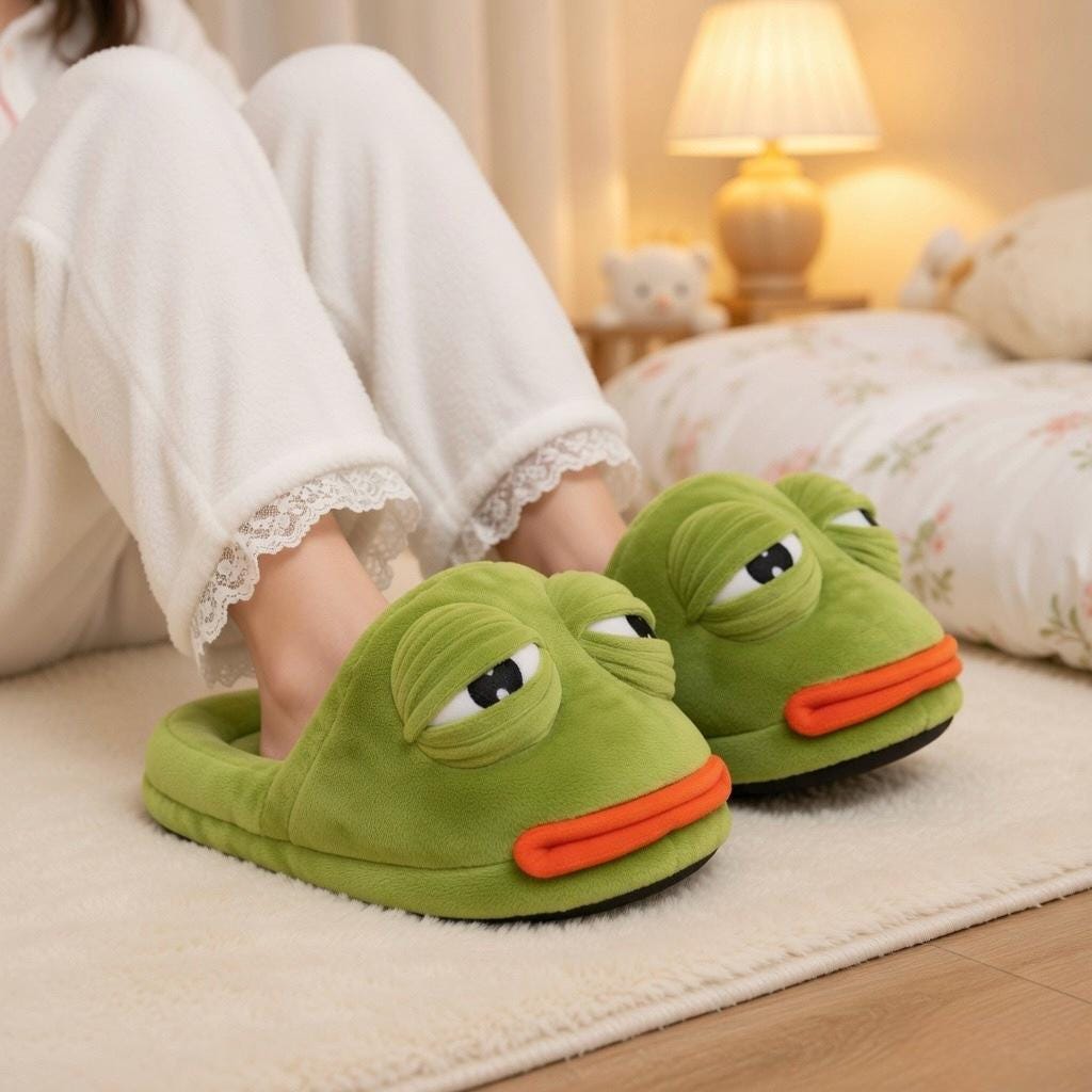 Funny Frog Slippers with Adjustable Eyes | Plush Animal House Shoes | SoftSlipsy