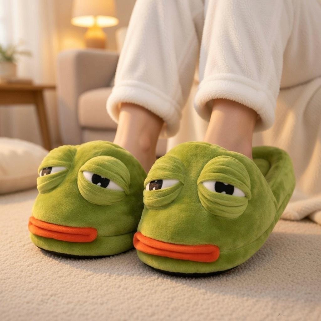 Funny Frog Slippers with Adjustable Eyes | Plush Animal House Shoes | SoftSlipsy