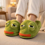 Funny Frog Slippers with Adjustable Eyes | Plush Animal House Shoes | SoftSlipsy